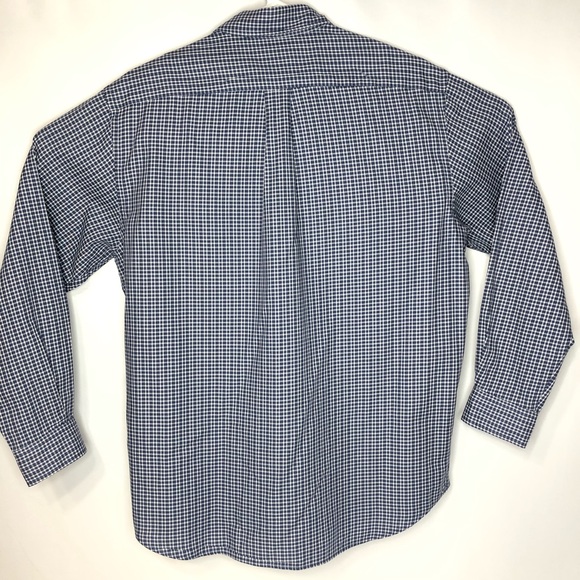 Eddie Bauer Long Sleeve Button-Down Check Shirt, Men's XL cotton navy blue type Vintage Second Hand